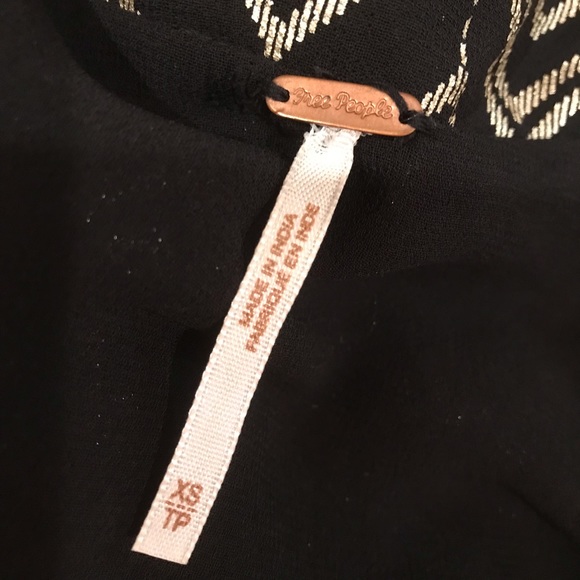 Free People Black Gold Mini Dress Size XS Oversized For Layering - Picture 12 of 12
